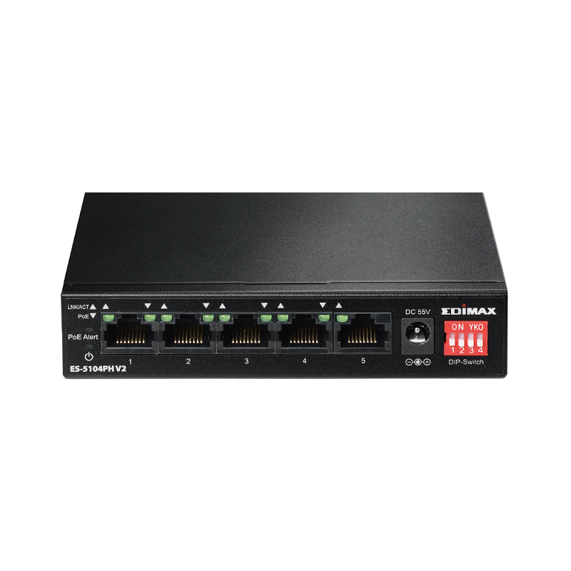 You Recently Viewed Edimax ES-5104PH V2 Long Range 5-Port Fast Ethernet Switch with 4 PoE+ Ports + DIP Switch Image